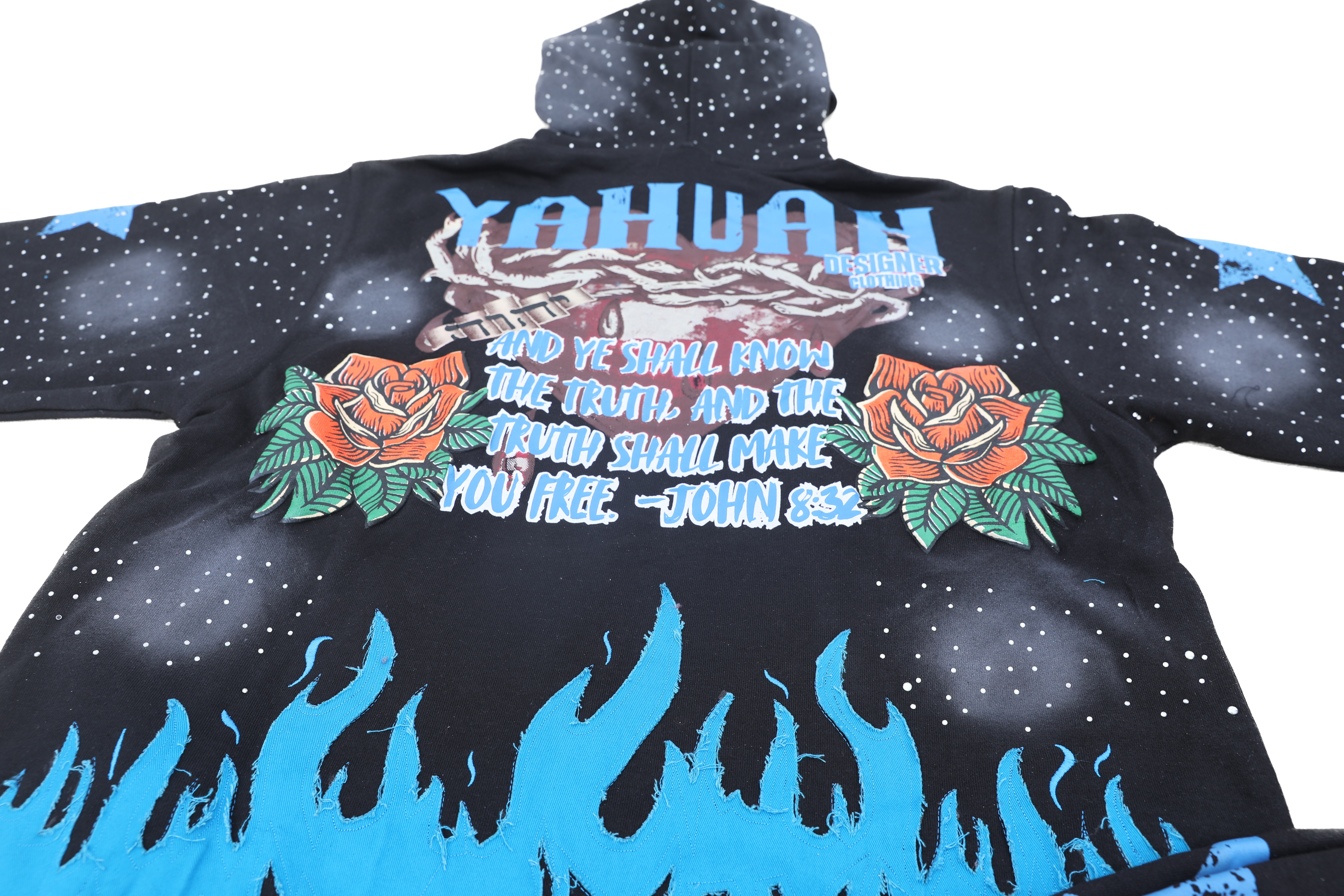 Yahuah Designer “Black Flared Sweatpants & Cropped Hoodie Set"