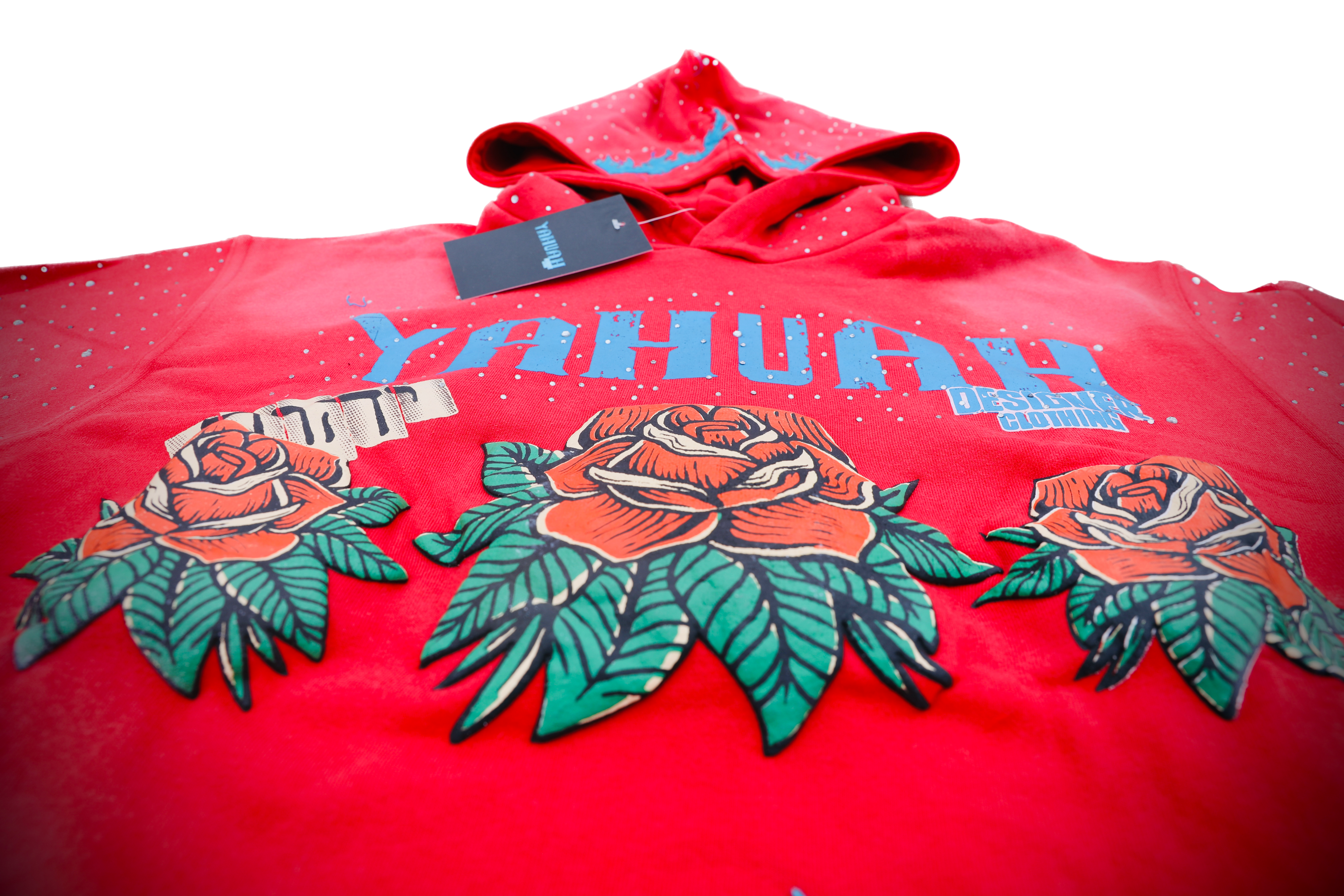 Yahuah Designer “Red Flared Sweatpants & Cropped Hoodie Set"