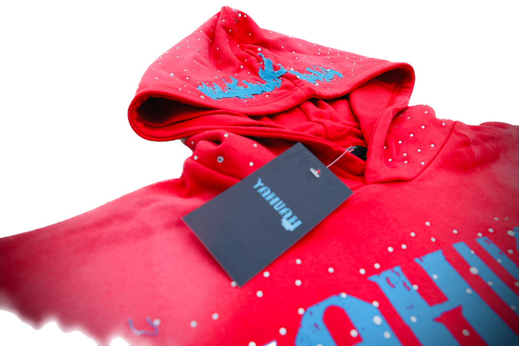 Yahuah Designer “Red Flared Sweatpants & Cropped Hoodie Set"