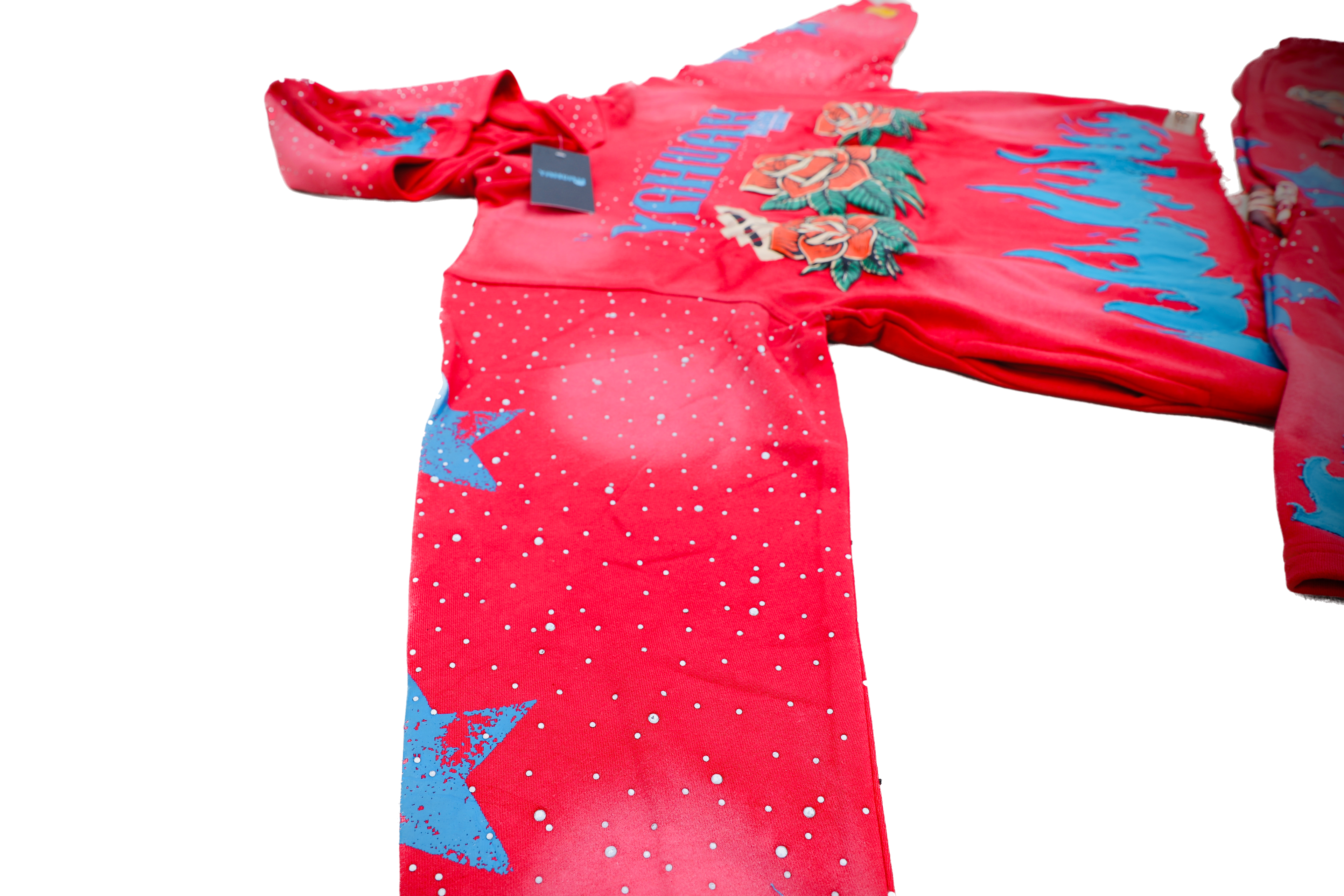 Yahuah Designer “Red Flared Sweatpants & Cropped Hoodie Set"