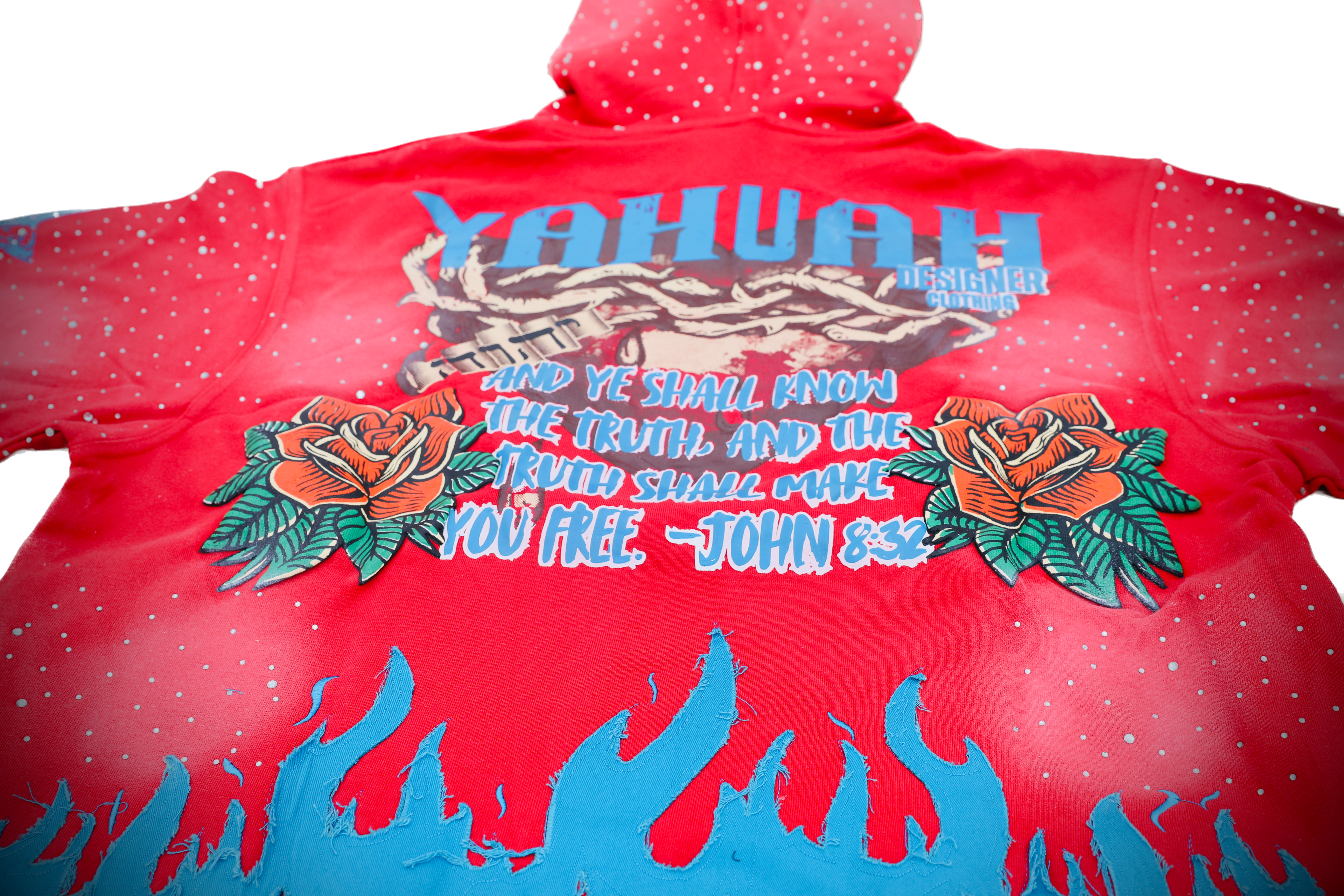 Yahuah Designer “Red Flared Sweatpants & Cropped Hoodie Set"