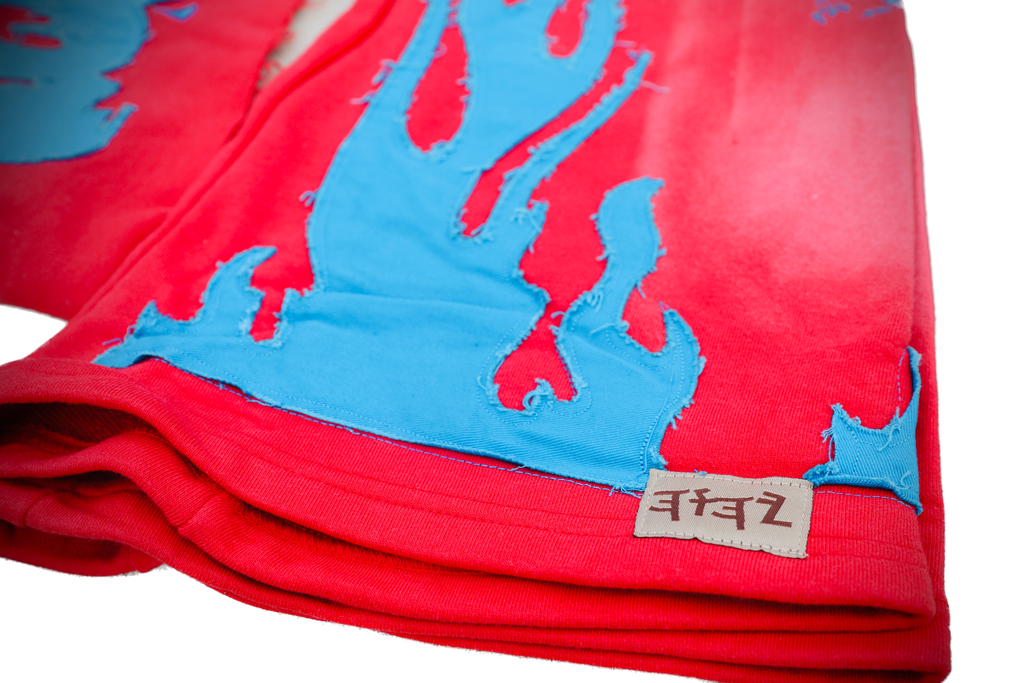 Yahuah Designer “Red Flared Sweatpants & Cropped Hoodie Set"